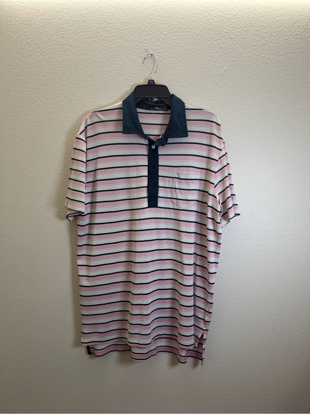 Ralph Lauren Pink and Navy Striped Polo